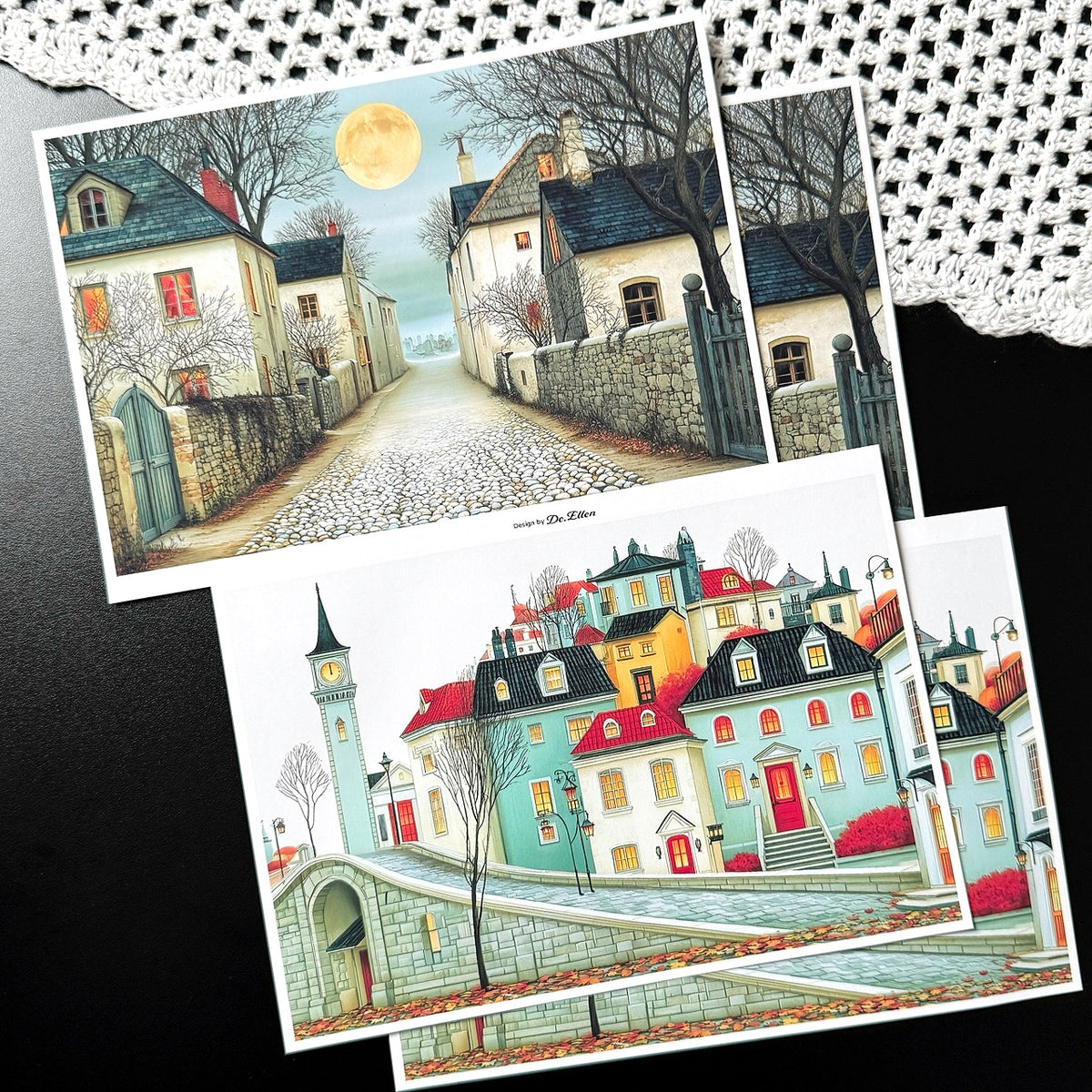Z1116 - Halloween Village, Pierrot’s Winter Background Paper Sticker