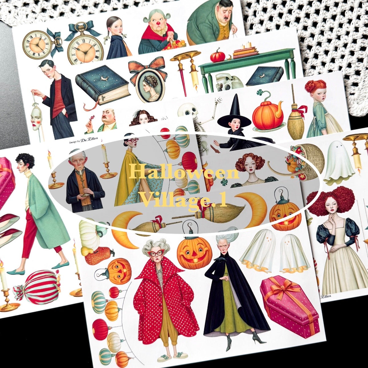 Halloween Village 1 Set pack - Paper