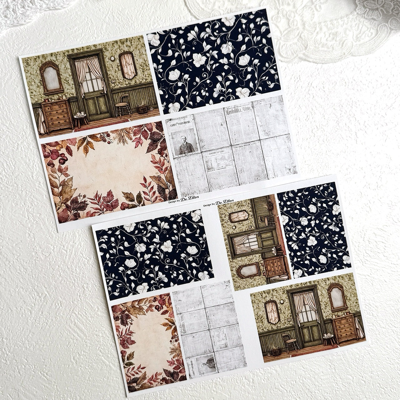 Set of Mini Background Paper Sticker no.4 - ( Y19 ~ Y24 ) 각 1매