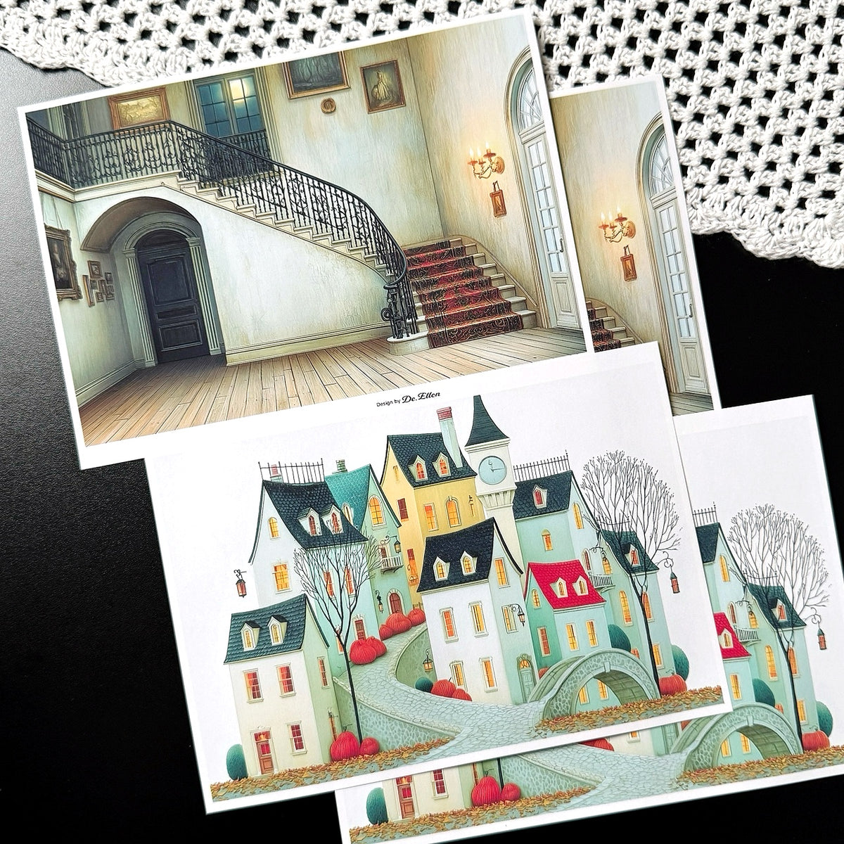 Z1112 - Halloween Village, Pierrot’s Winter Background Paper Sticker