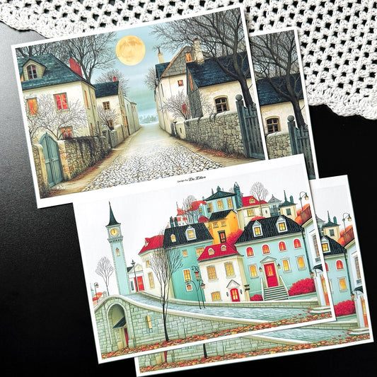 Z1116 - Halloween Village, Pierrot’s Winter Background Paper Sticker