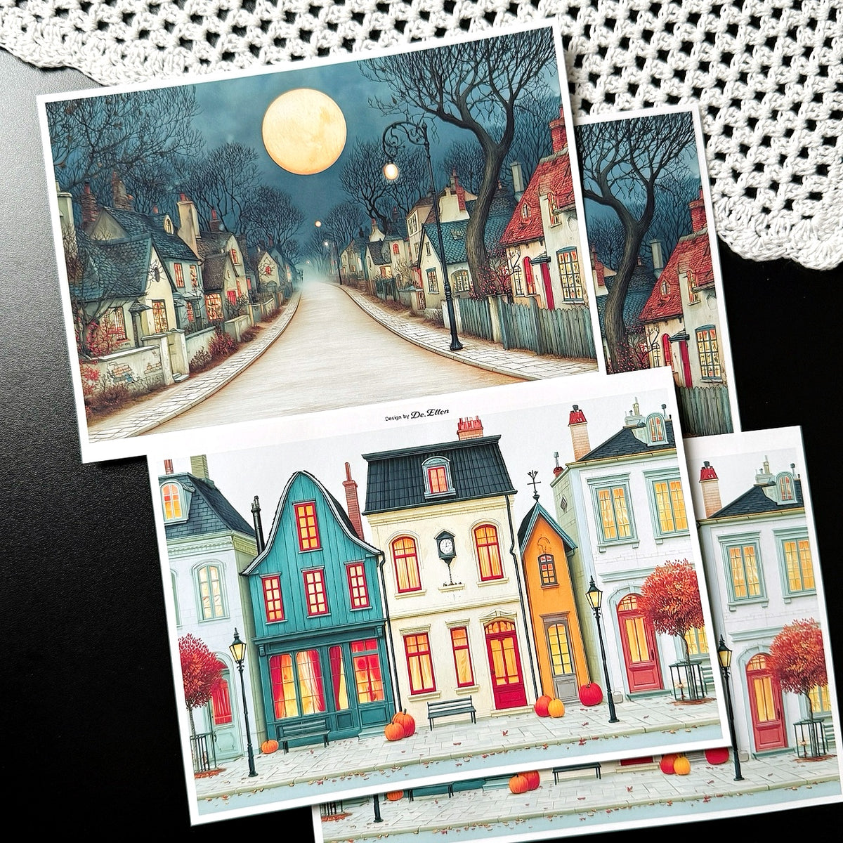 Z1117 - Halloween Village, Pierrot’s Winter Background Paper Sticker