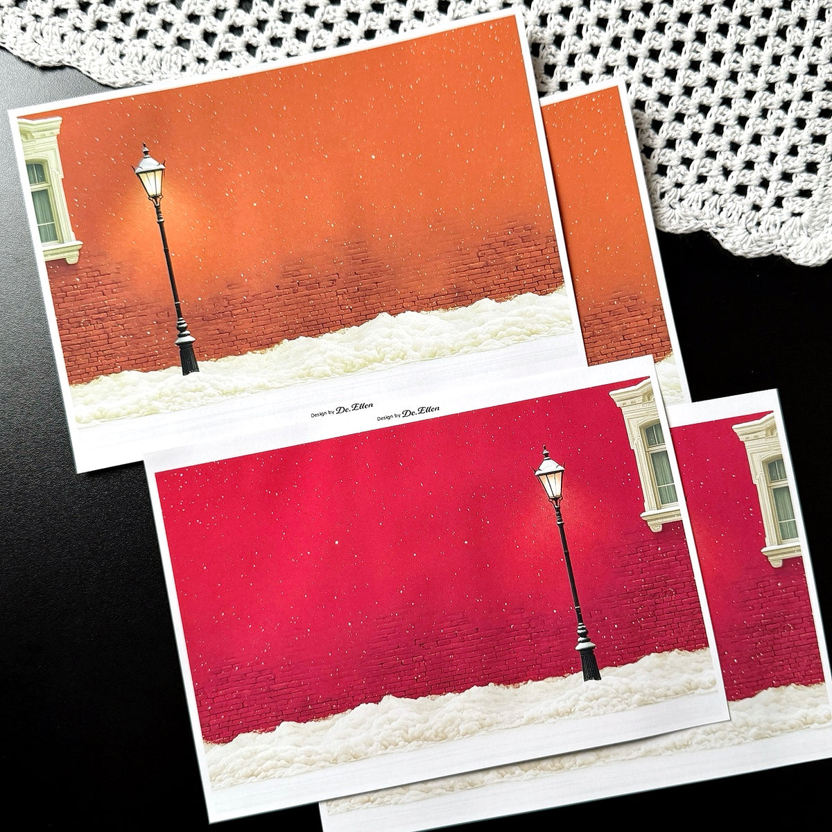 Z1119 - Halloween Village, Pierrot’s Winter Background Paper Sticker