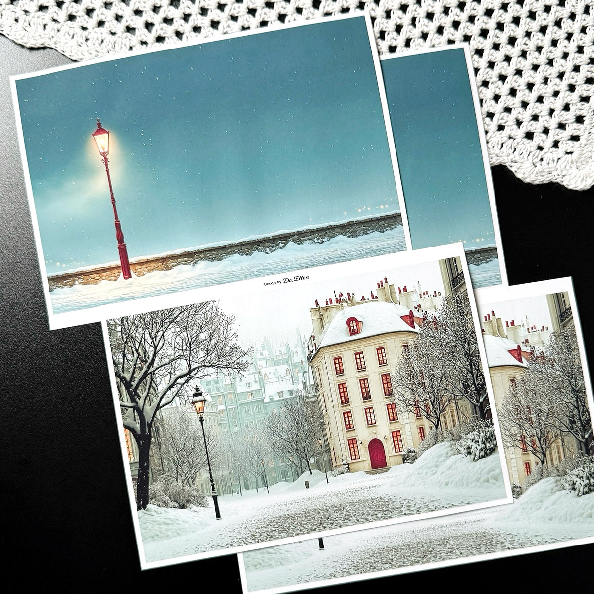 Z1120 - Halloween Village, Pierrot’s Winter Background Paper Sticker