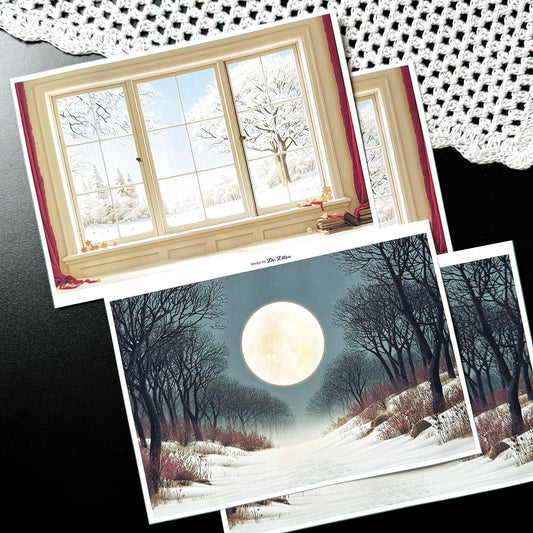 Z1121 - Halloween Village, Pierrot’s Winter Background Paper Sticker