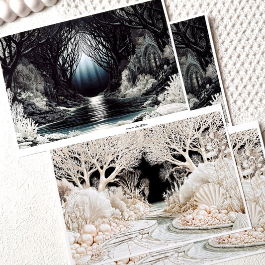 Z1158 - Oriental Japan, Ocean Goddess Background Paper Sticker