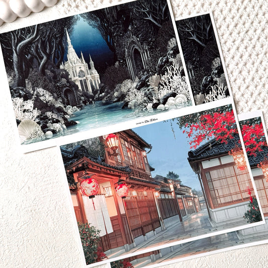 Z1163 - Oriental Japan, Ocean Goddess Background Paper Sticker