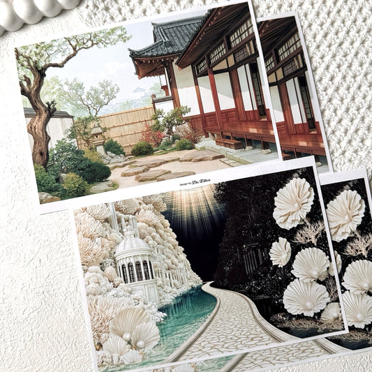 Z1166 - Oriental Japan, Ocean Goddess Background Paper Sticker