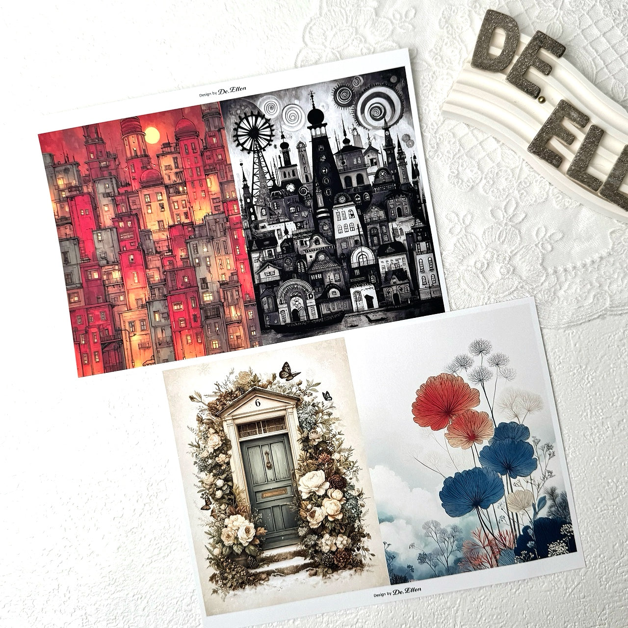 Set of Background Paper Sticker no.1 - ( Z788 ~ Z793 ) 각 1매